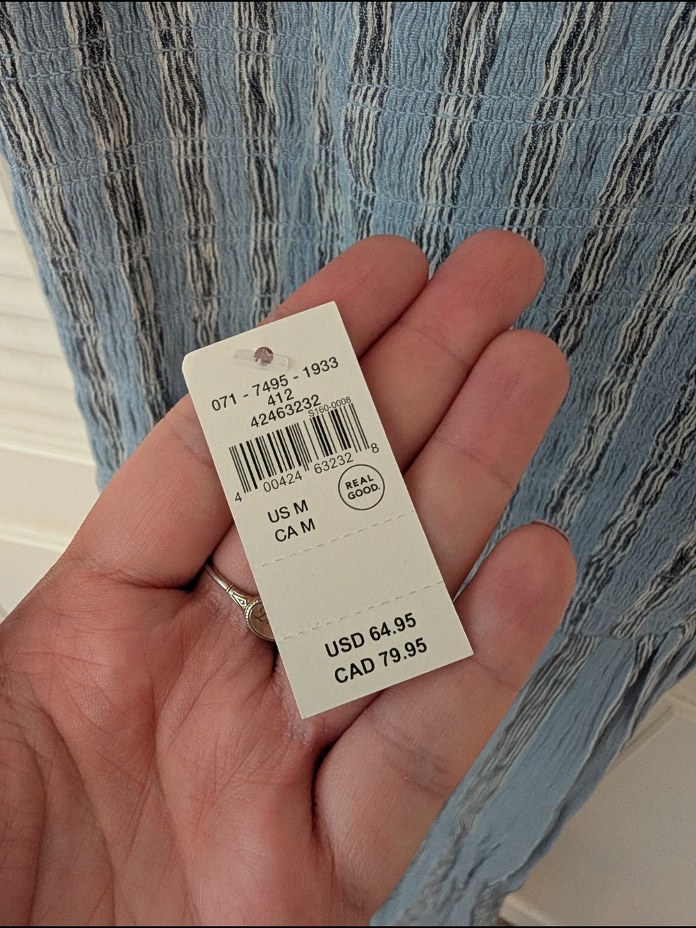Aerie Light Blue Striped Smocked Midi Dress - Picture 4 of 5
